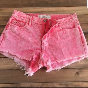Hollister High Rise Pink Acid Wash Shorts